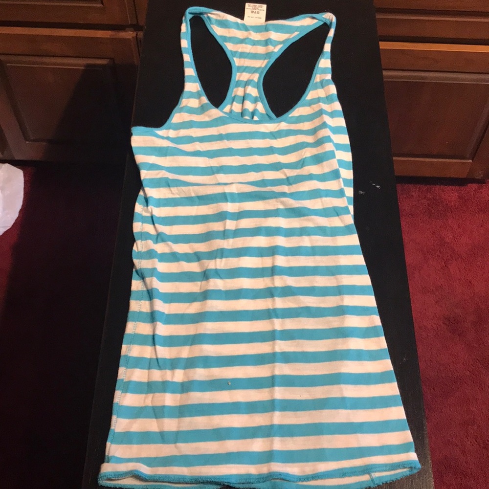 Blue striped racer back tank top